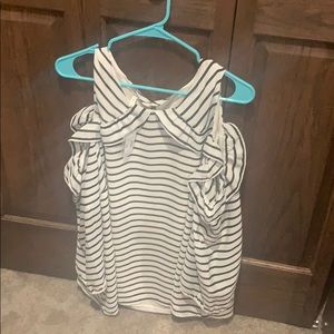 Cold Shoulder Navy Stripe Blouse